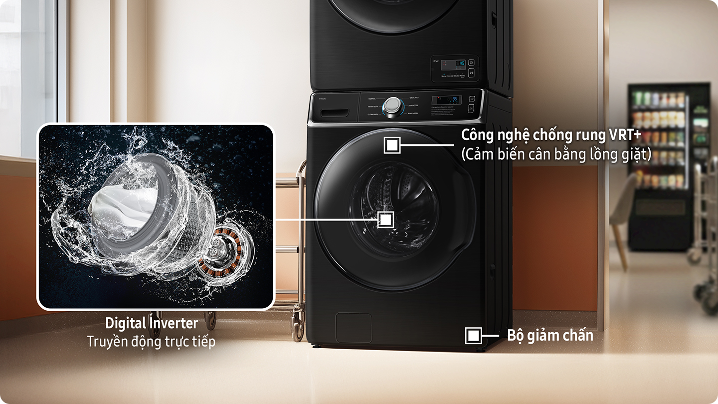 Máy giặt Công Nghiệp Samsung Inverter 18 kg WF18HG940CGVSV – tính năng 5