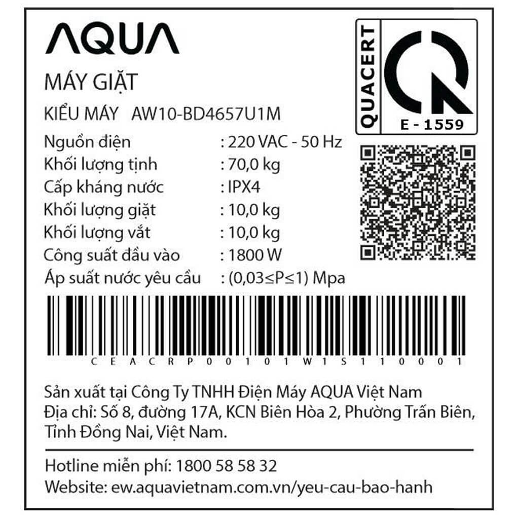 Máy giặt Aqua Inverter 10 kg AW10-BD4657U1M(GN) ảnh 9