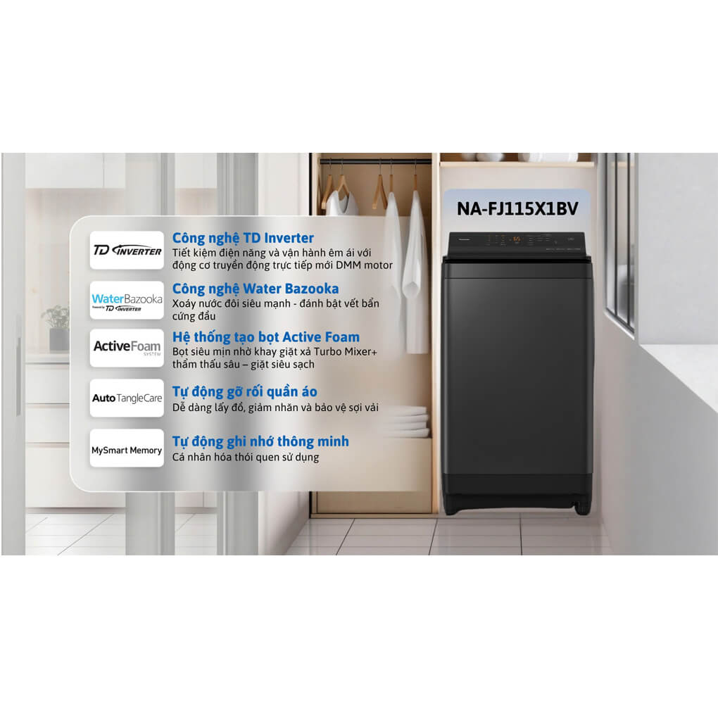 Máy giặt Panasonic Inverter 11.5 kg NA-FJ115X1BV ảnh 2