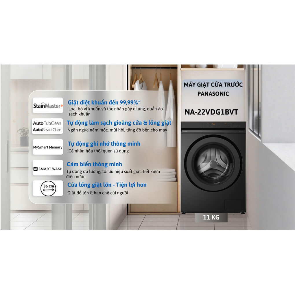 Máy giặt Panasonic Inverter 11 kg NA-22VDG1BVT ảnh 2