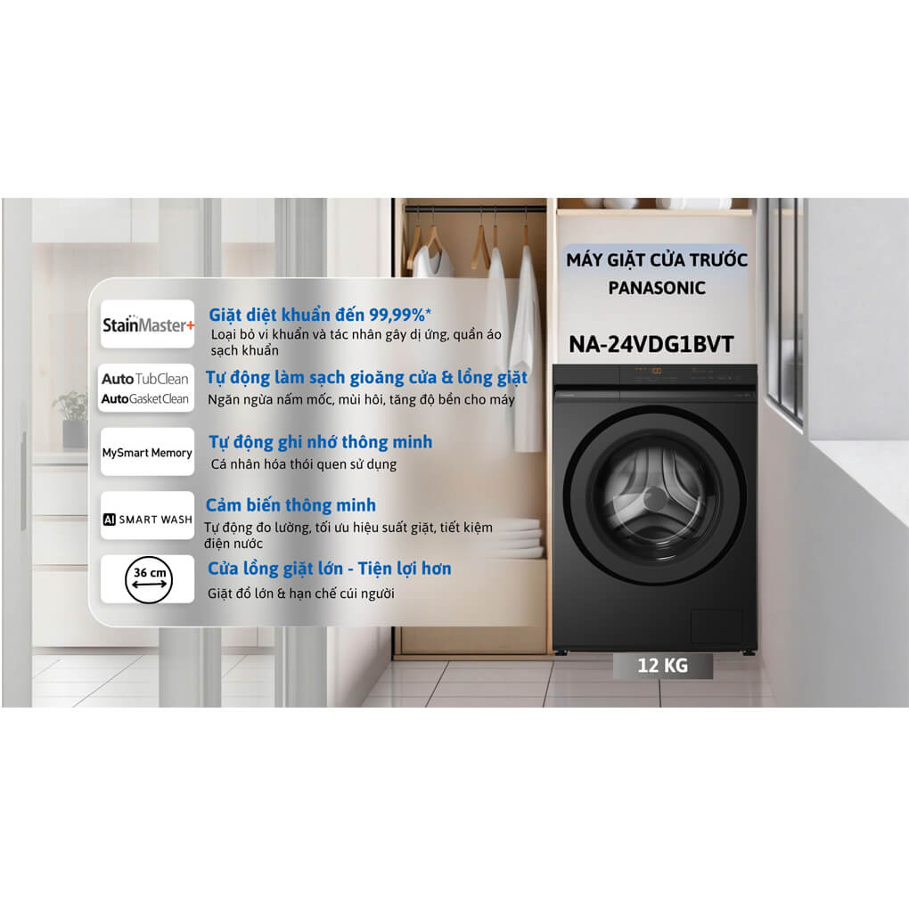 Máy giặt Panasonic Inverter 12 kg NA-24VDG1BVT ảnh 2